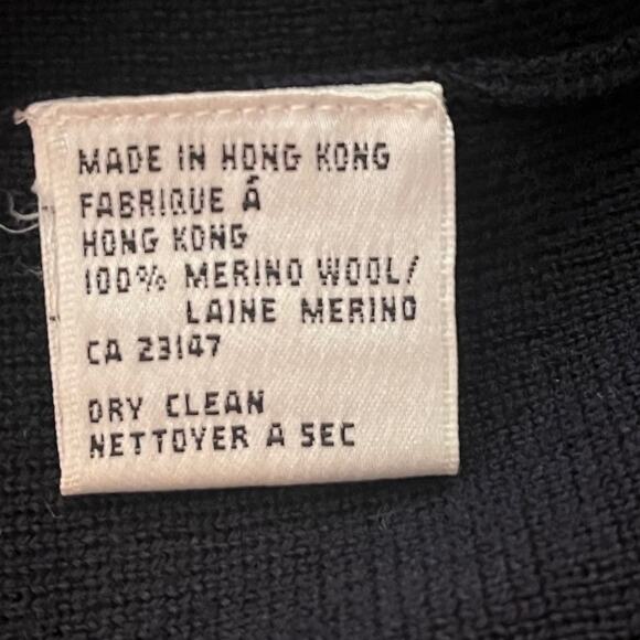 Talbots Merino Wool Open Cardigan Sweater Womens Small Petite Navy Grey Nautical - Picture 8 of 12